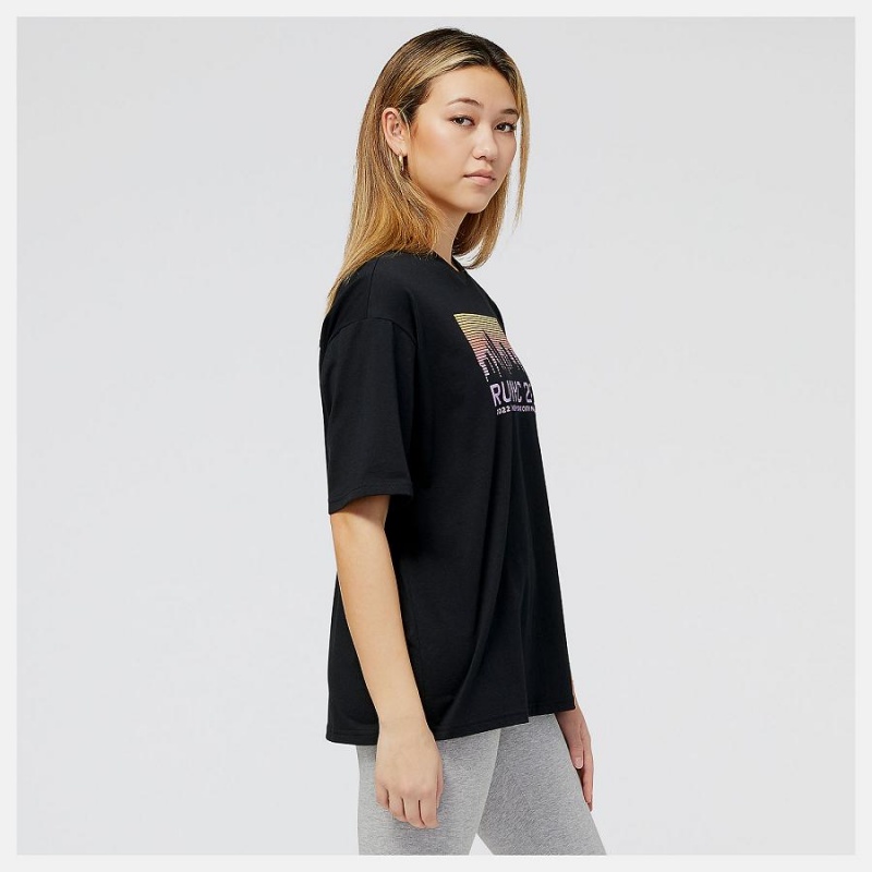 Tops New Balance NYC Marathon Essentials Stacked Logo Mujer Negras | EC 2206NB