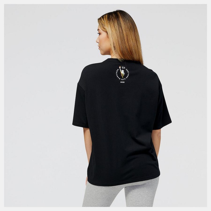 Tops New Balance NYC Marathon Essentials Stacked Logo Mujer Negras | EC 2206NB