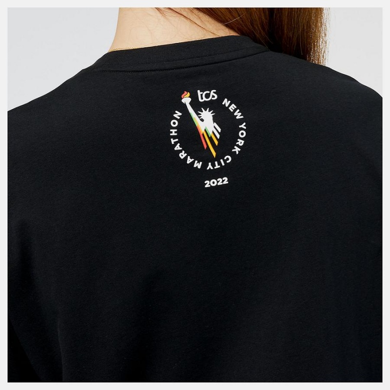 Tops New Balance NYC Marathon Essentials Stacked Logo Mujer Negras | EC 2206NB