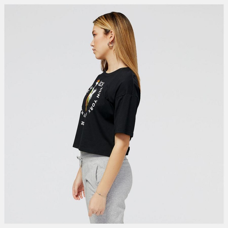 Tops New Balance NYC Marathon Essentials Estampadas Mujer Negras | EC 2205BC