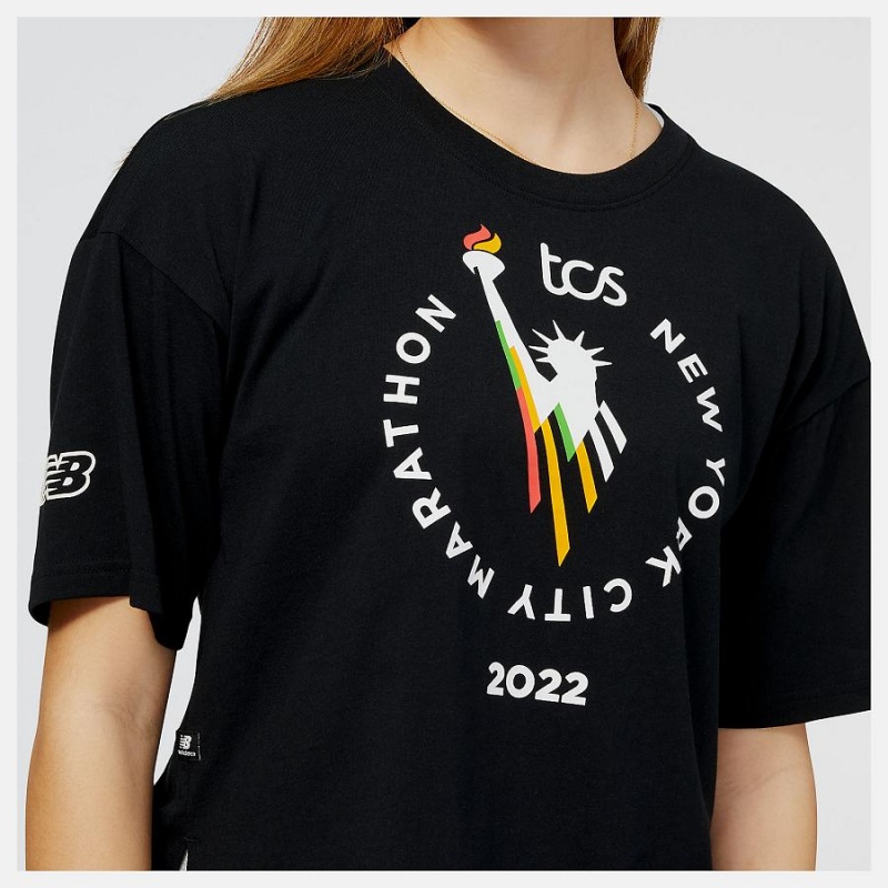 Tops New Balance NYC Marathon Essentials Estampadas Mujer Negras | EC 2205BC