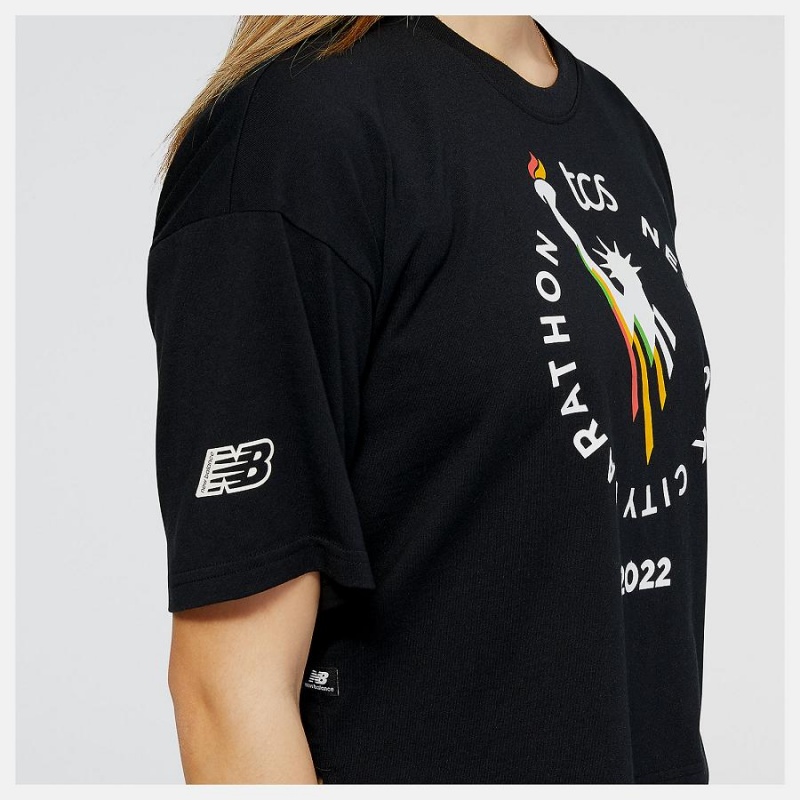 Tops New Balance NYC Marathon Essentials Estampadas Mujer Negras | EC 2205BC