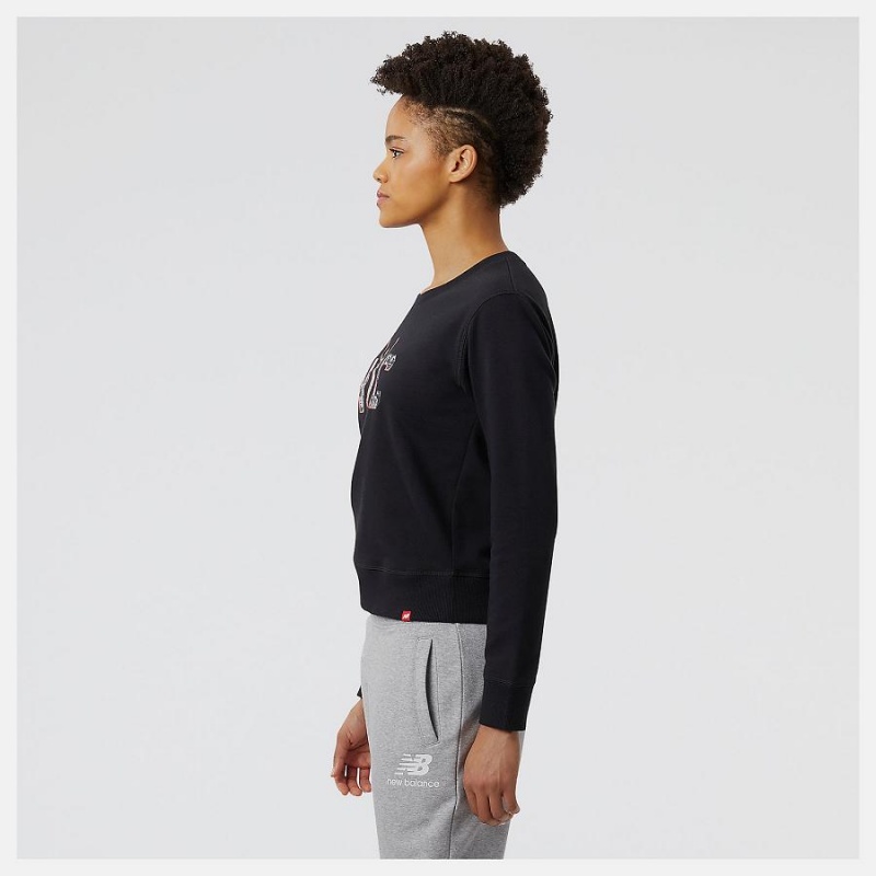 Tops New Balance NYC Marathon Essentials Crew Fleece Mujer Negras | EC 2204VD