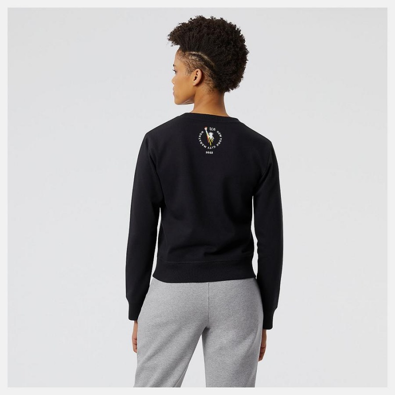 Tops New Balance NYC Marathon Essentials Crew Fleece Mujer Negras | EC 2204VD