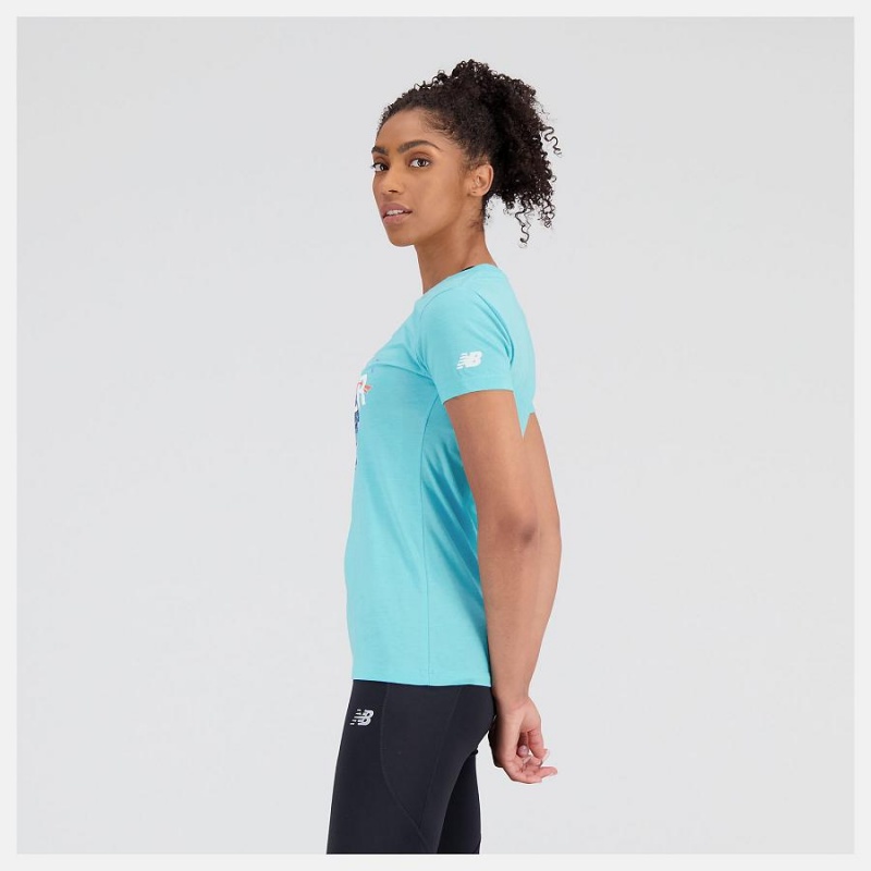Tops New Balance NYC Marathon Finish Line Estampadas Mujer Verde Menta | EC 2207MA
