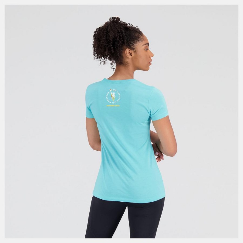 Tops New Balance NYC Marathon Finish Line Estampadas Mujer Verde Menta | EC 2207MA