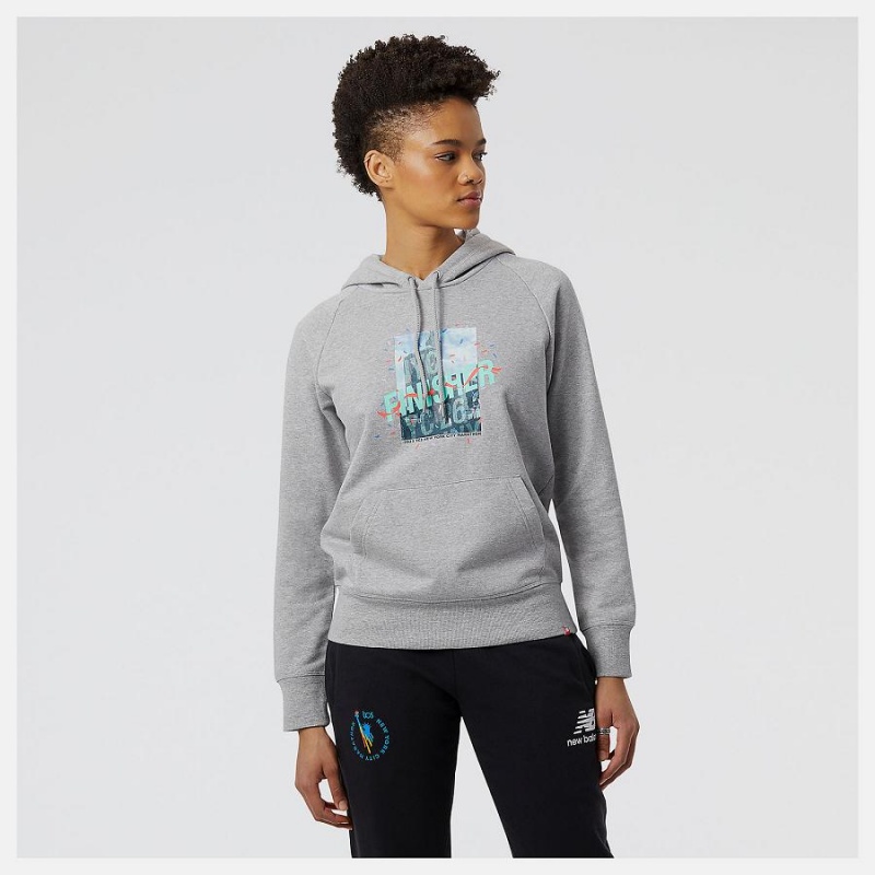 Tops New Balance NYC Marathon Finisher Essentials Pullover Mujer Gris | EC 2209WY