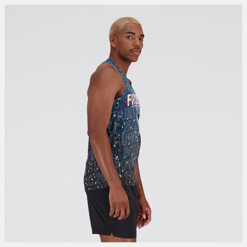Tops New Balance NYC Marathon Finisher Singlet Hombre Multicolor | EC 1540OR