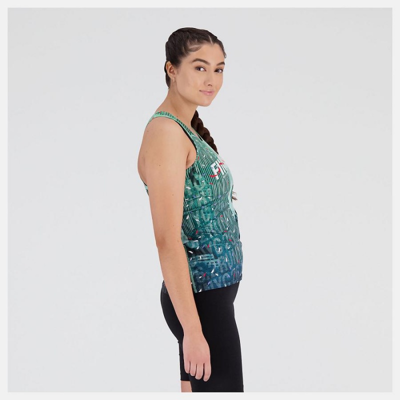 Tops New Balance NYC Marathon Finisher Singlet Mujer Verde | EC 2211RW