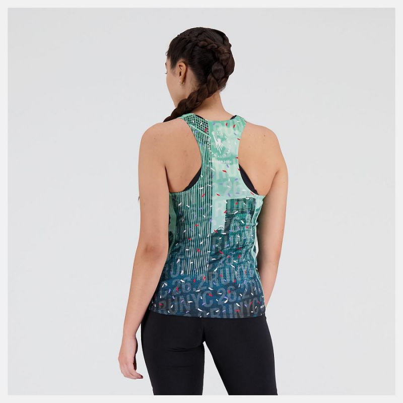 Tops New Balance NYC Marathon Finisher Singlet Mujer Verde | EC 2211RW