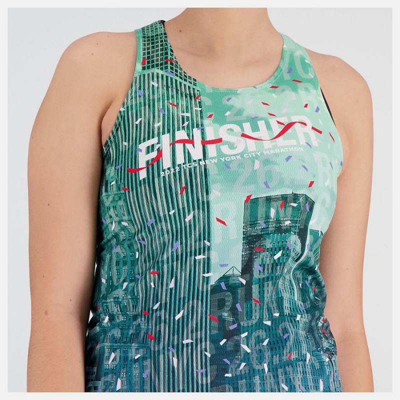 Tops New Balance NYC Marathon Finisher Singlet Mujer Verde | EC 2211RW