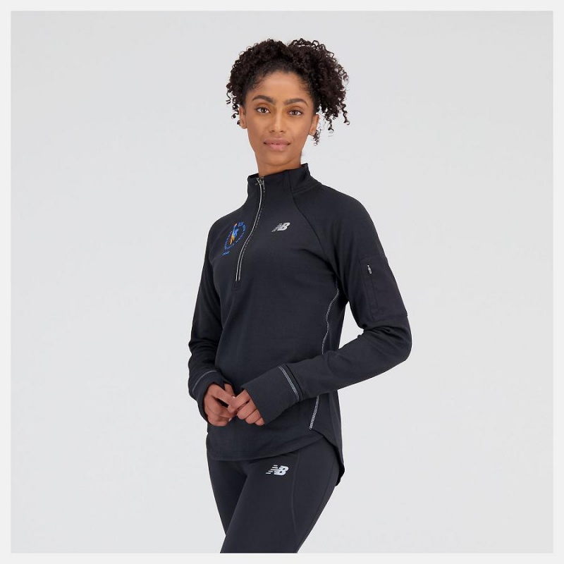 Tops New Balance NYC Marathon Heat Grid Half Zip Mujer Negras | EC 2212TV
