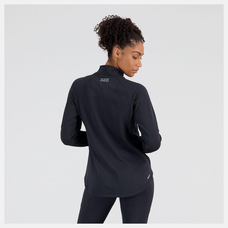 Tops New Balance NYC Marathon Heat Grid Half Zip Mujer Negras | EC 2212TV