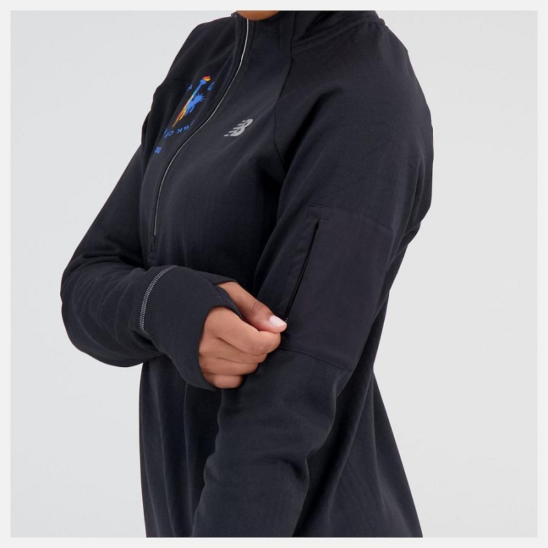 Tops New Balance NYC Marathon Heat Grid Half Zip Mujer Negras | EC 2212TV
