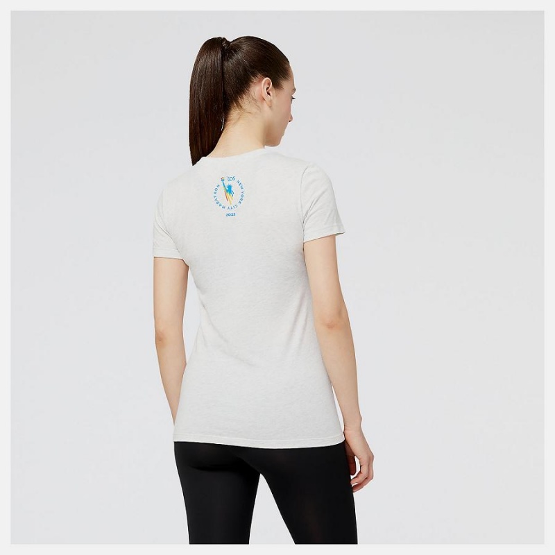 Tops New Balance NYC Marathon Hype Estampadas Mujer Blancas | EC 2213YU