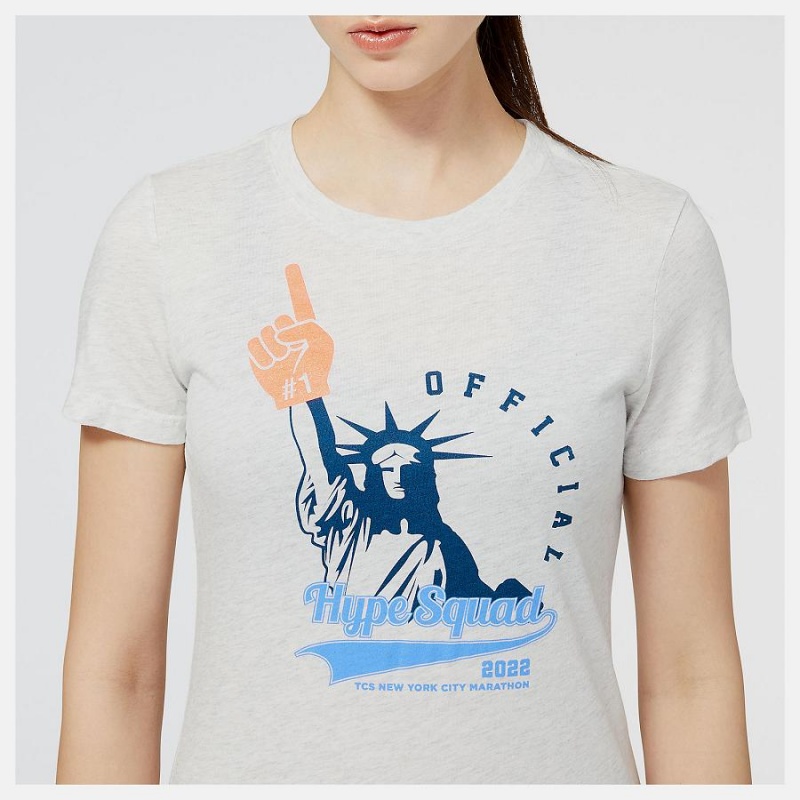 Tops New Balance NYC Marathon Hype Estampadas Mujer Blancas | EC 2213YU