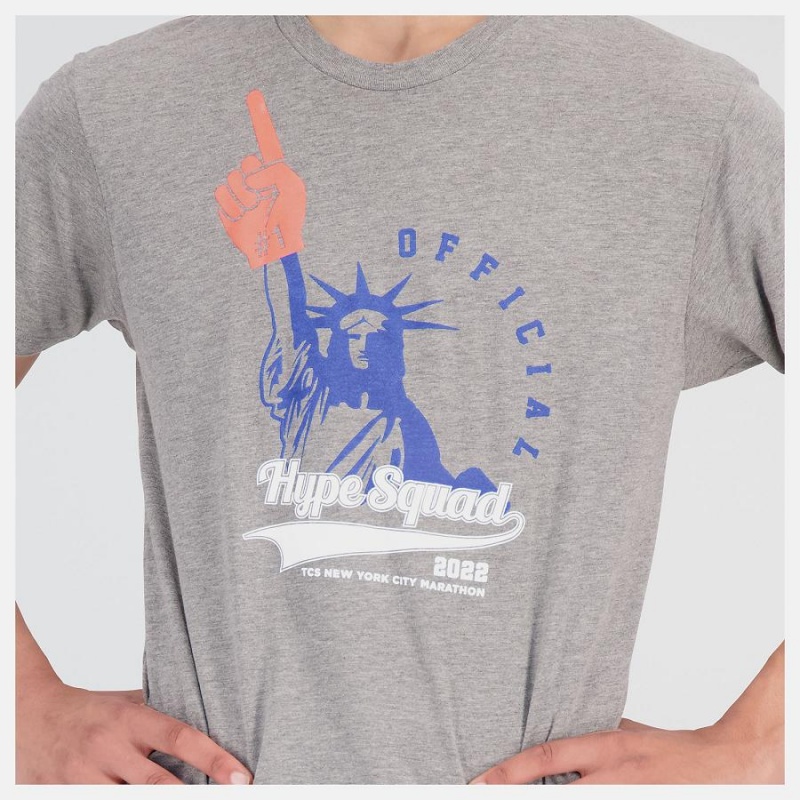 Tops New Balance NYC Marathon Hype Team Estampadas Hombre Gris | EC 1542AP