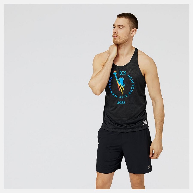 Tops New Balance NYC Marathon Impact Run Singlet Hombre Negras | EC 1543SO