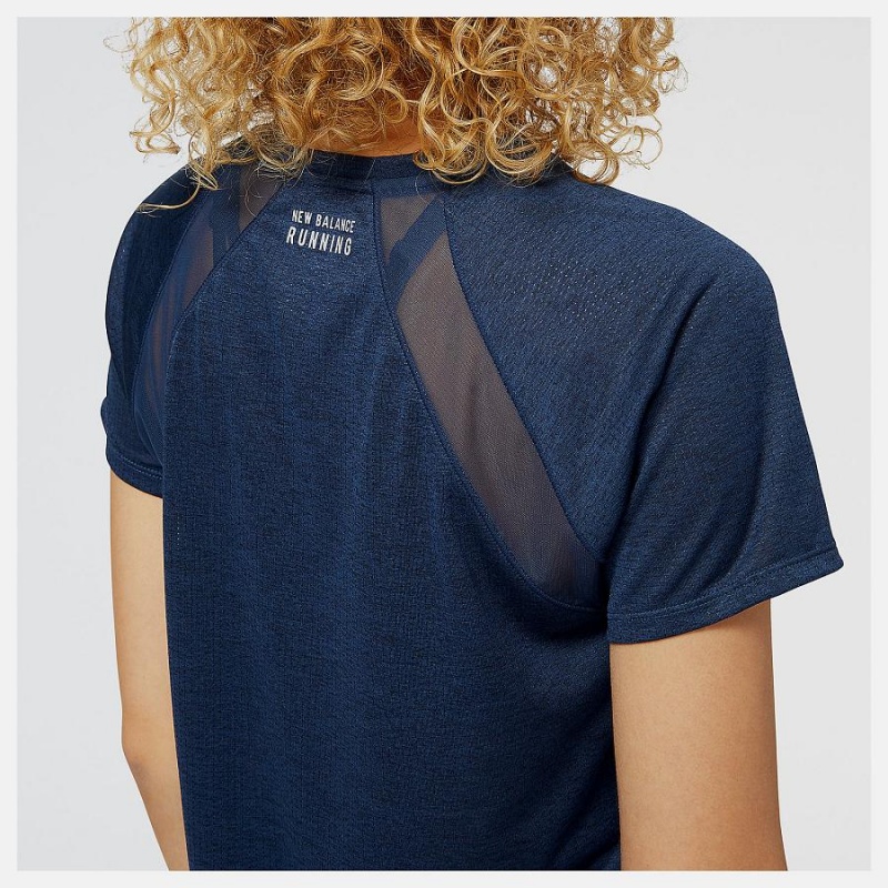 Tops New Balance NYC Marathon Impact Run Sleeve Mujer Azules | EC 2214UT