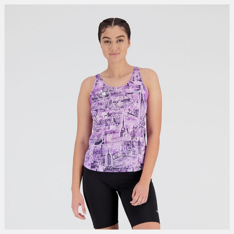Tops New Balance NYC Marathon Printed Impact Run Tank Mujer Moradas | EC 2218AP