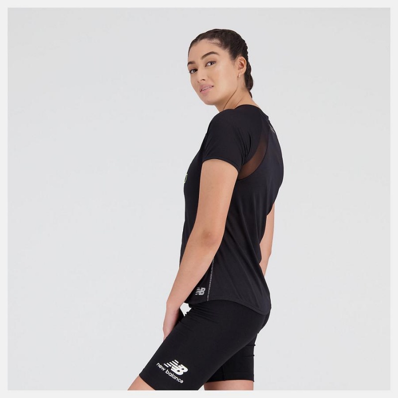 Tops New Balance NYC Marathon Printed Impact Run Sleeve Mujer Negras | EC 2217PQ
