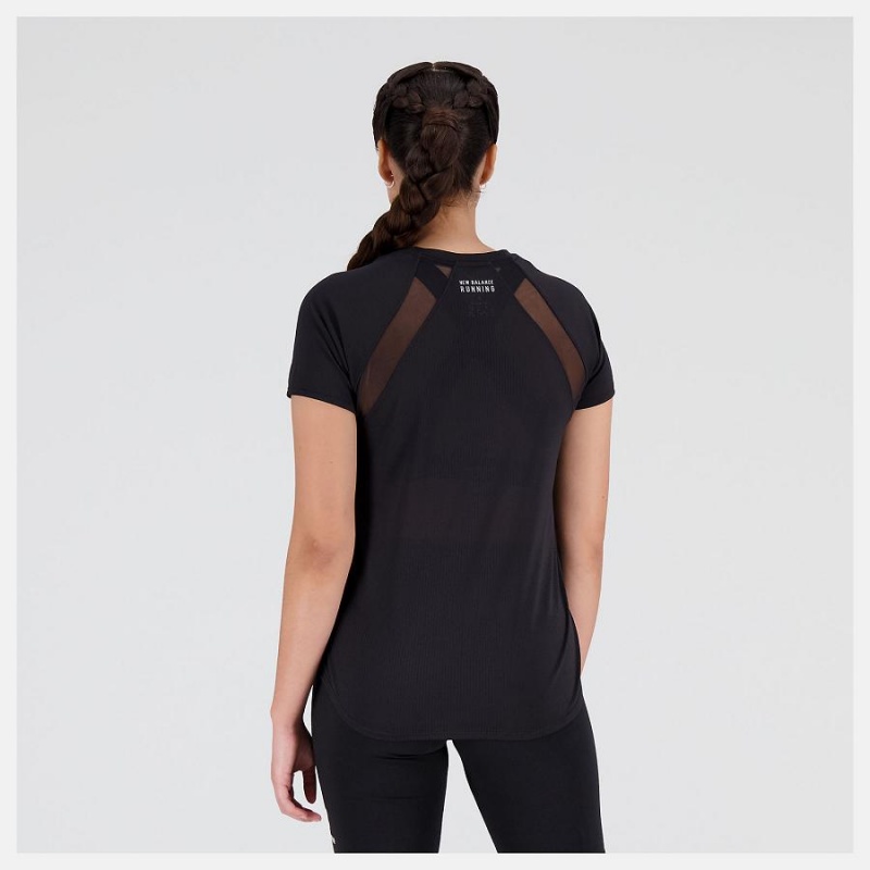 Tops New Balance NYC Marathon Printed Impact Run Sleeve Mujer Negras | EC 2217PQ