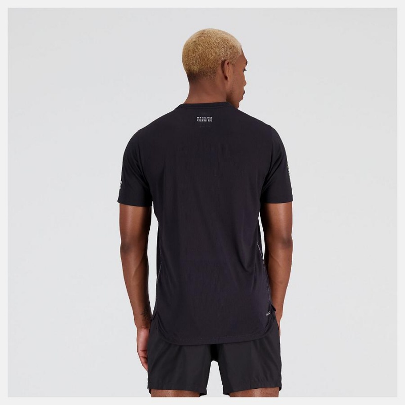 Tops New Balance NYC Marathon Printed Impact Run Sleeve Hombre Negras | EC 1547HK