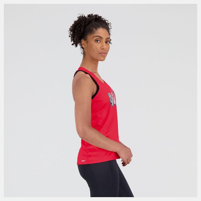Tops New Balance NYC Marathon Printed Singlet Mujer Rojas | EC 2219SO