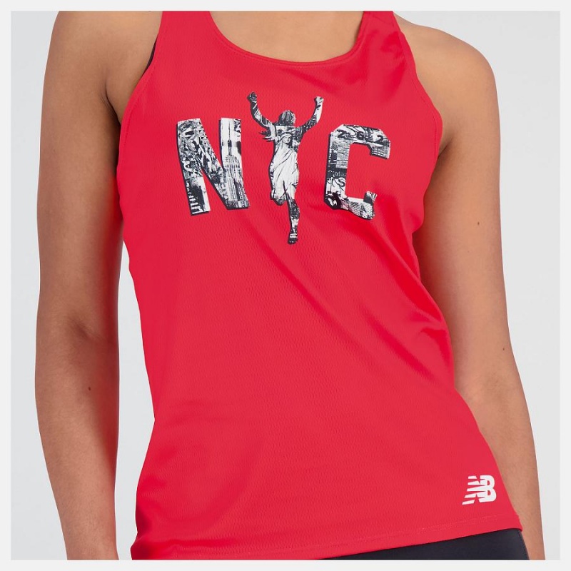 Tops New Balance NYC Marathon Printed Singlet Mujer Rojas | EC 2219SO