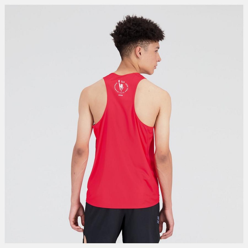 Tops New Balance NYC Marathon Printed Singlet Hombre Rojas | EC 1548JJ