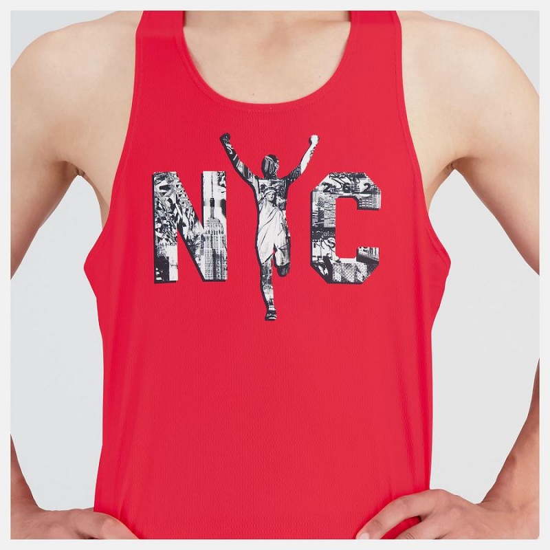 Tops New Balance NYC Marathon Printed Singlet Hombre Rojas | EC 1548JJ