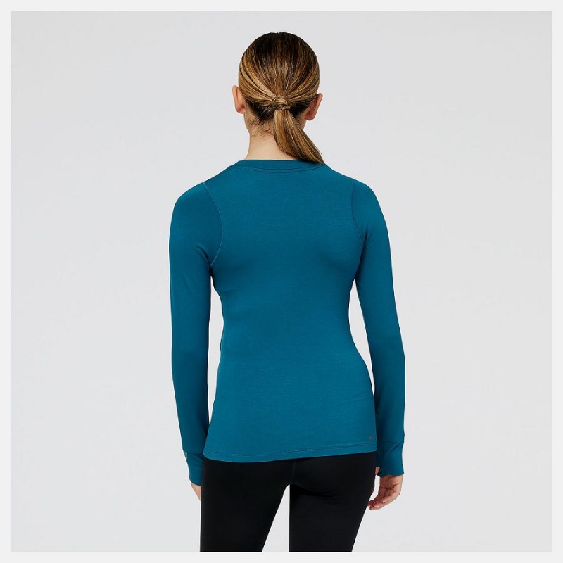 Tops New Balance NYC Marathon Q Speed 1NTRO Long Sleeve Mujer Azules | EC 2220DN