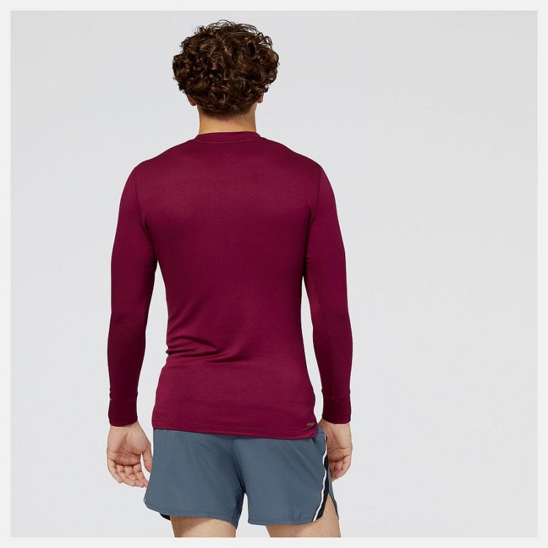 Tops New Balance NYC Marathon Q Speed 1NTRO Long Sleeve Hombre Rojas Oscuro | EC 1549KI
