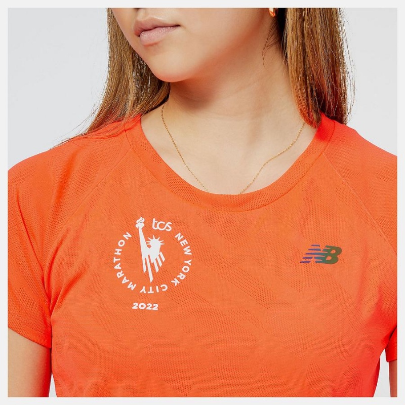 Tops New Balance NYC Marathon Q Speed Jacquard Sleeve Mujer Naranjas | EC 2221FM