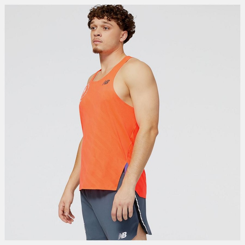 Tops New Balance NYC Marathon Q Speed Jacquard Singlet Hombre Naranjas | EC 1550LH