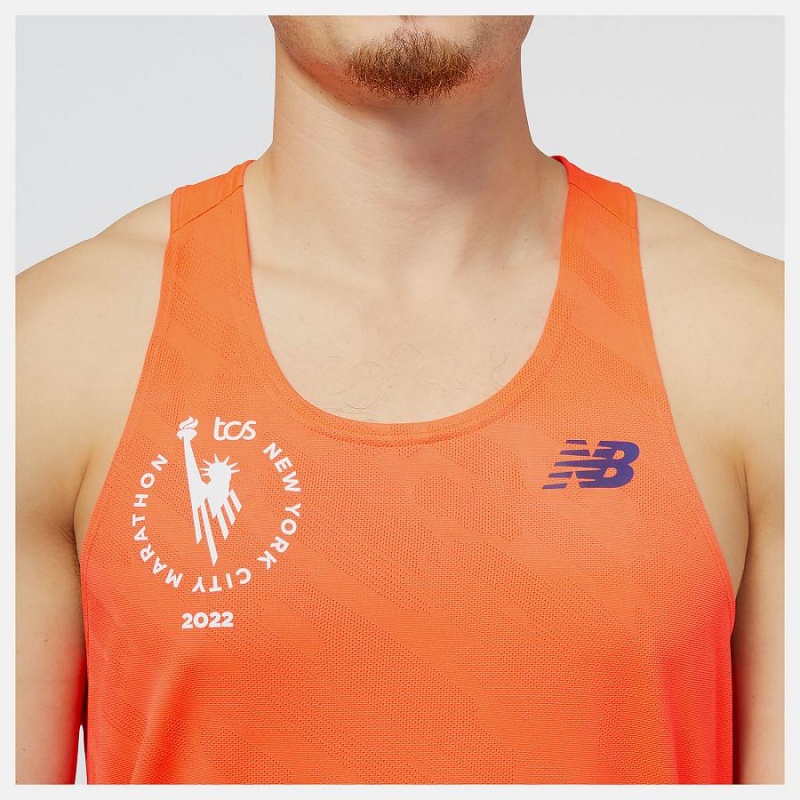 Tops New Balance NYC Marathon Q Speed Jacquard Singlet Hombre Naranjas | EC 1550LH
