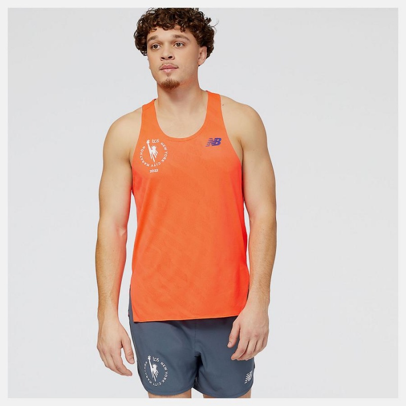 Tops New Balance NYC Marathon Q Speed Jacquard Singlet Hombre Naranjas | EC 1550LH