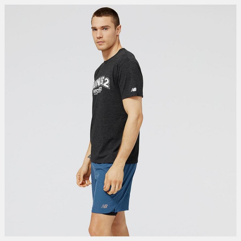 Tops New Balance NYC Marathon RUNYC Estampadas Hombre Negras | EC 1553CE
