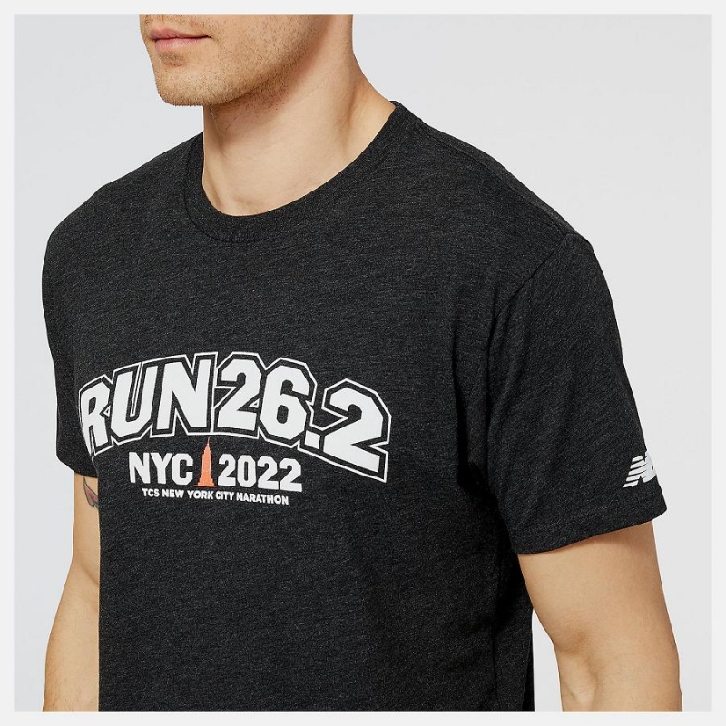 Tops New Balance NYC Marathon RUNYC Estampadas Hombre Negras | EC 1553CE
