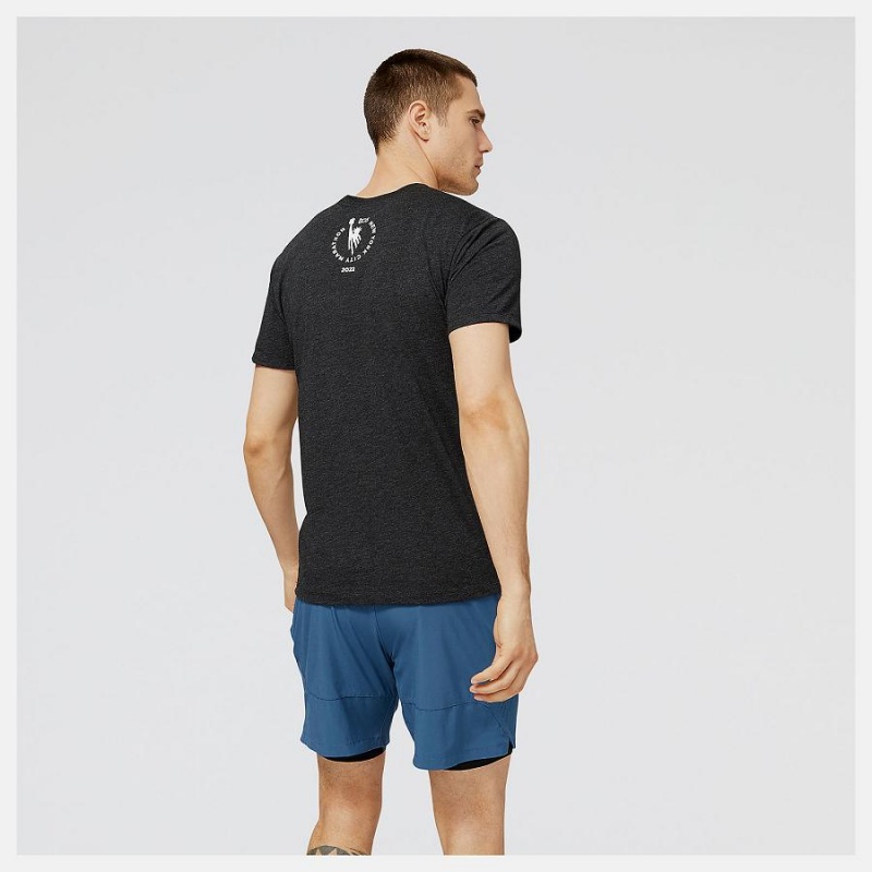 Tops New Balance NYC Marathon RUNYC Skyline Estampadas Hombre Negras | EC 1554VD