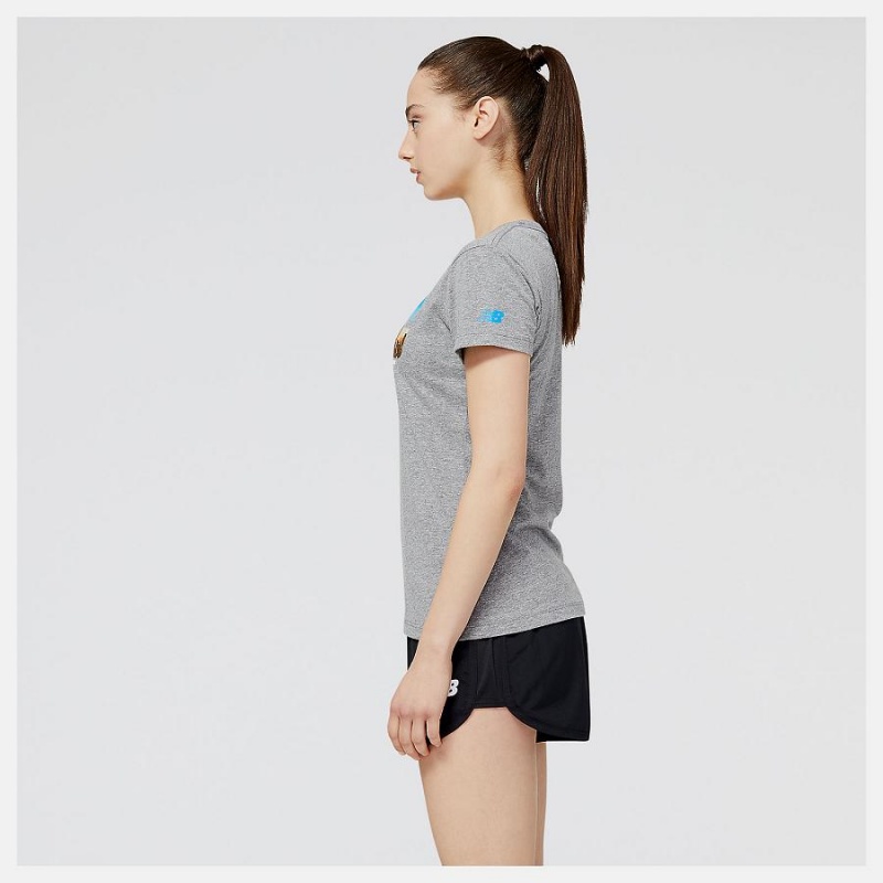 Tops New Balance NYC Marathon RUNYC Sunset Skyline Estampadas Mujer Gris | EC 2225KI