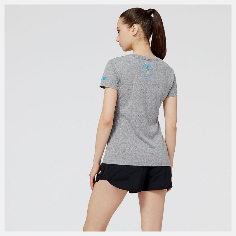 Tops New Balance NYC Marathon RUNYC Sunset Skyline Estampadas Mujer Gris | EC 2225KI