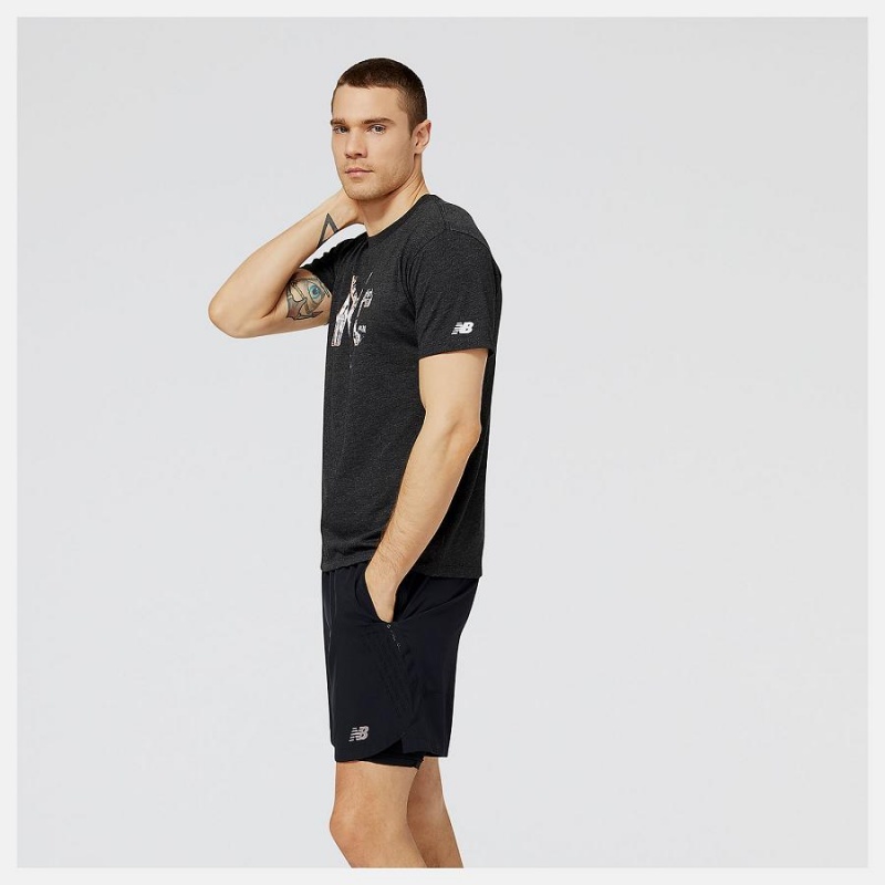 Tops New Balance NYC Marathon Running Man Estampadas Hombre Negras | EC 1552XF