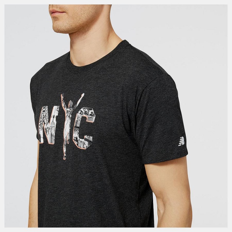 Tops New Balance NYC Marathon Running Man Estampadas Hombre Negras | EC 1552XF