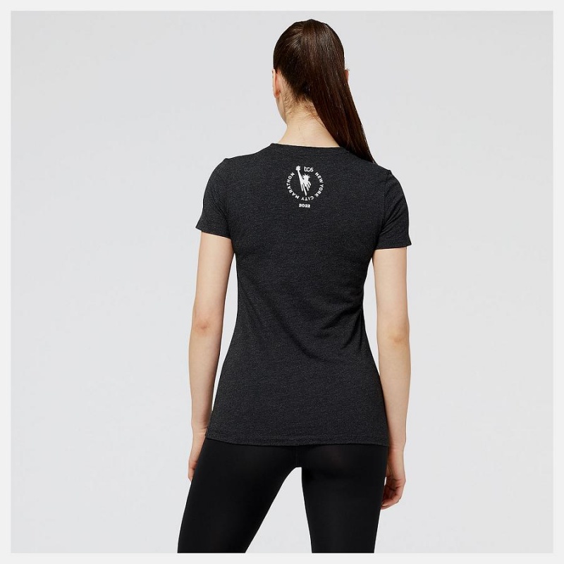 Tops New Balance NYC Marathon Running Women Estampadas Mujer Negras | EC 2223HK