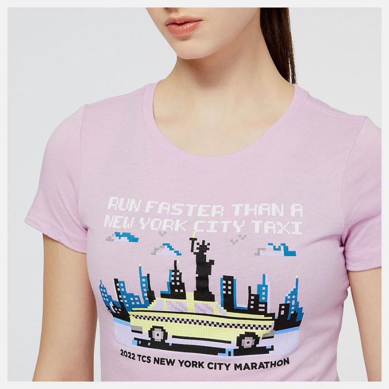 Tops New Balance NYC Marathon Taxi Estampadas Mujer Rosas | EC 2226LH