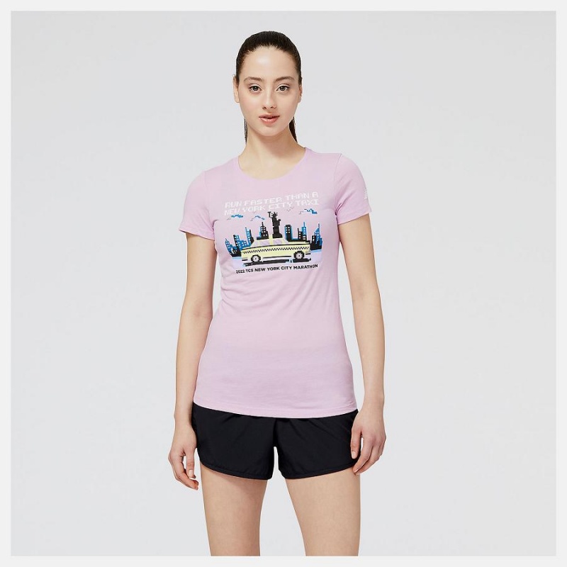 Tops New Balance NYC Marathon Taxi Estampadas Mujer Rosas | EC 2226LH