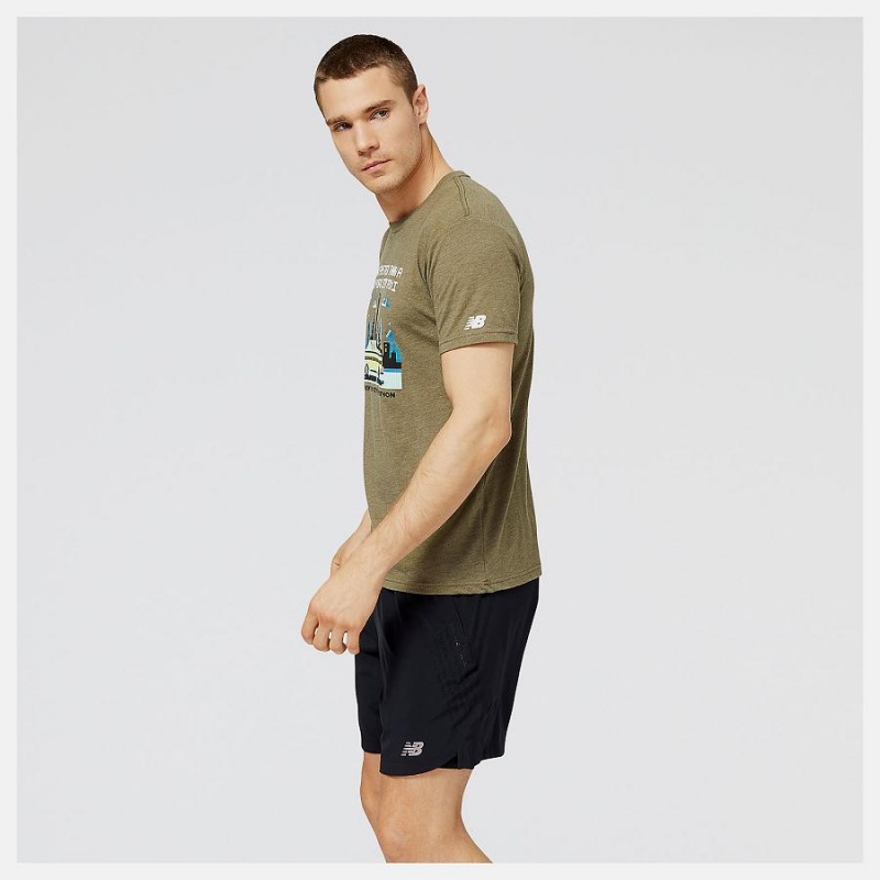 Tops New Balance NYC Marathon Taxi Estampadas Hombre Verde Oliva | EC 1555BC