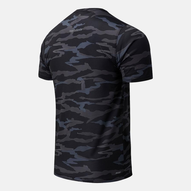 Tops New Balance Printed Accelerate Sleeve Hombre Negras | EC 1558QZ