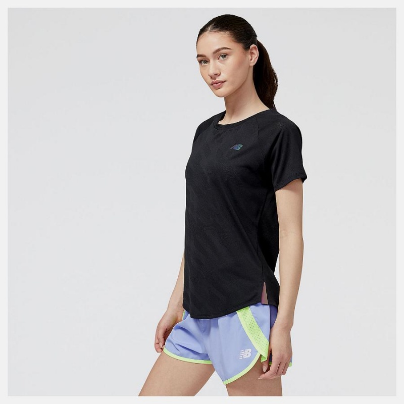 Tops New Balance Q Speed Jacquard Sleeve Mujer Negras | EC 2231BC